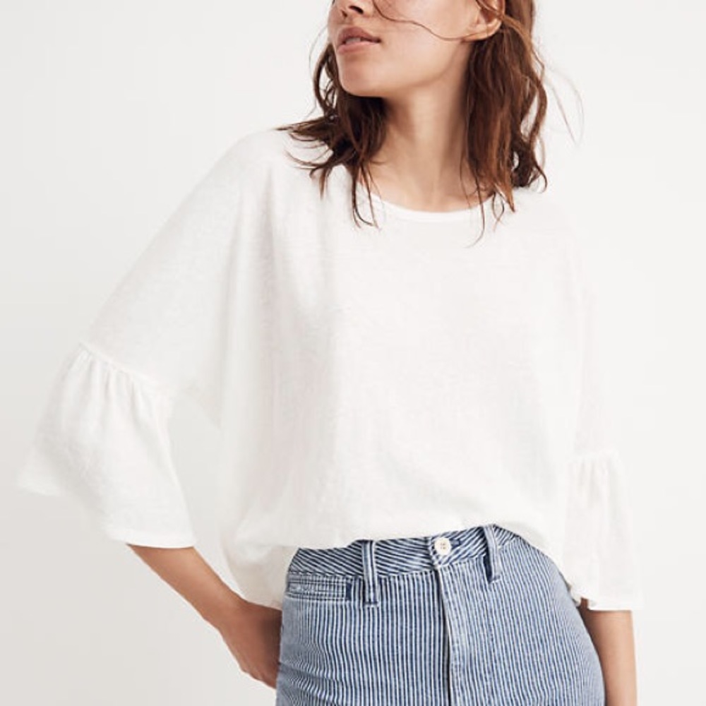 Madewell Flare Sleeve Tee in Ivory Small